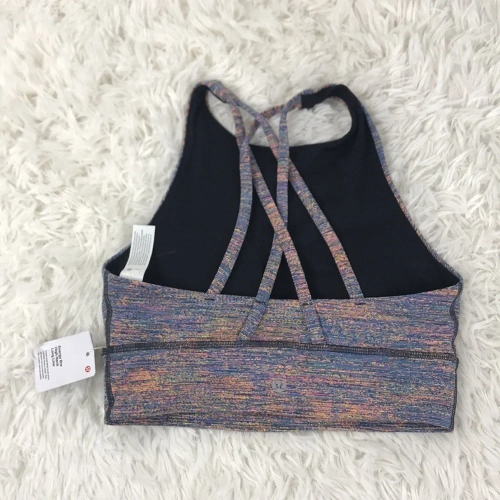 NWT Lululemon Energy Bra High Neck Long Line Spectral Fusion Jacquard Autumn Red